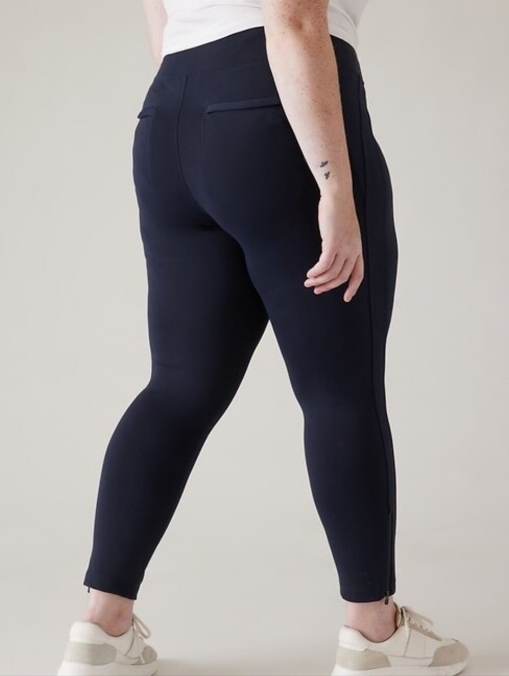 Athleta Delancey Skyline Leggings Medium Navy Blue Ankle Zip Stretch Pant 2X